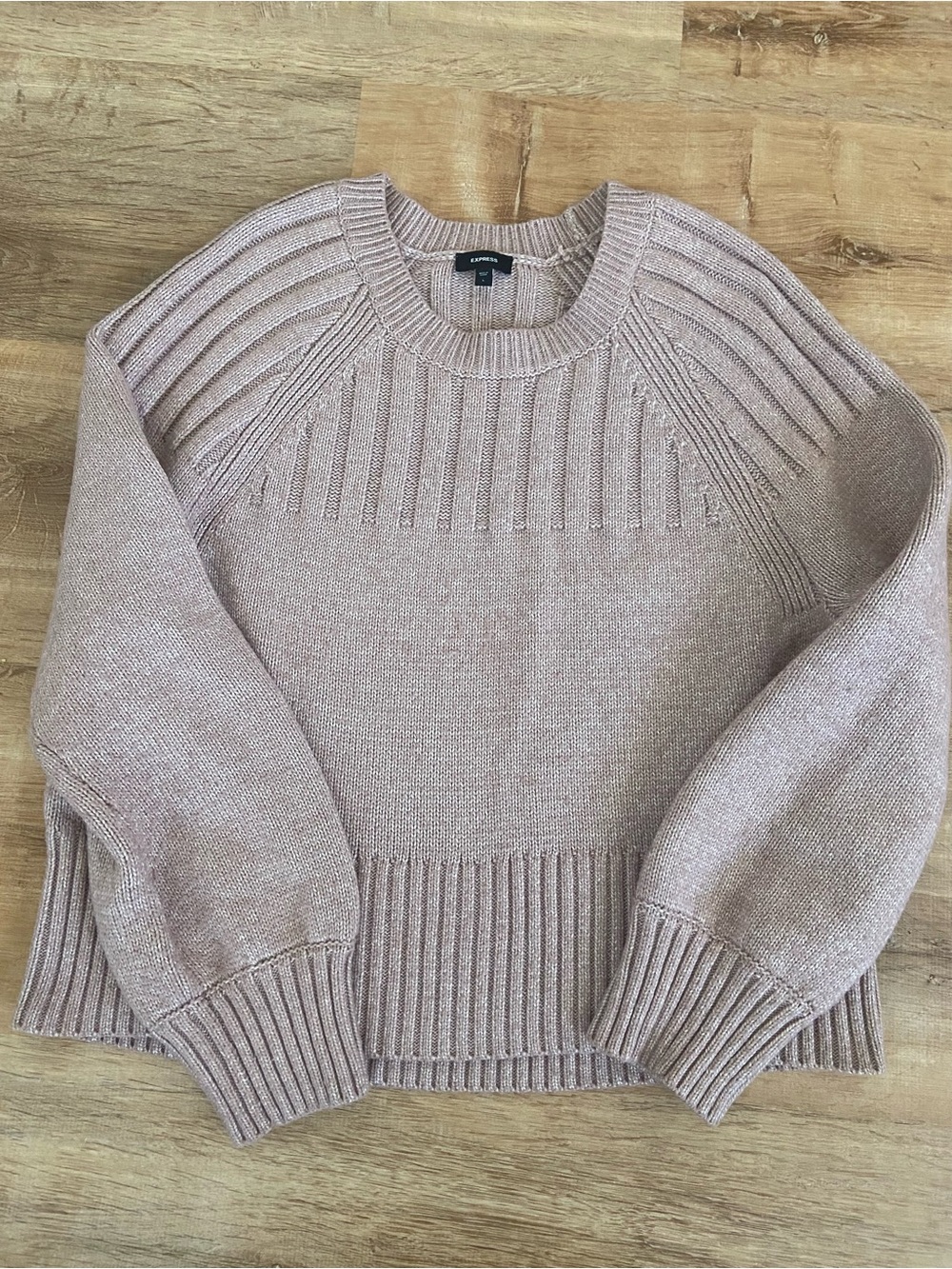 Express Ribbed Crewneck Sweater - Dusty Rose